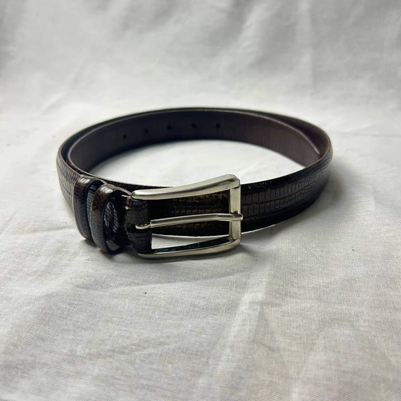 Bill Lavin Lizard Grain Calfskin Leather Belt Size 36 Handmade USA Vintage Brown - Picture 1 of 11